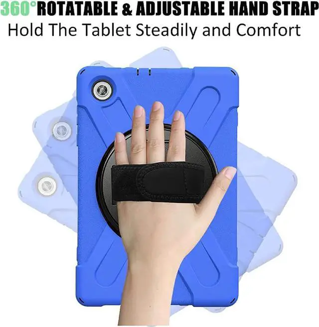 Alt view image 3 of 7 - Shoockproof Case for Lenovo Tab M10 HD (2nd Gen) 2020 10.1 Inch Rugged Case with Strap Kickstand Shoulder Belt for TB-X306F / TB-X306X Blue