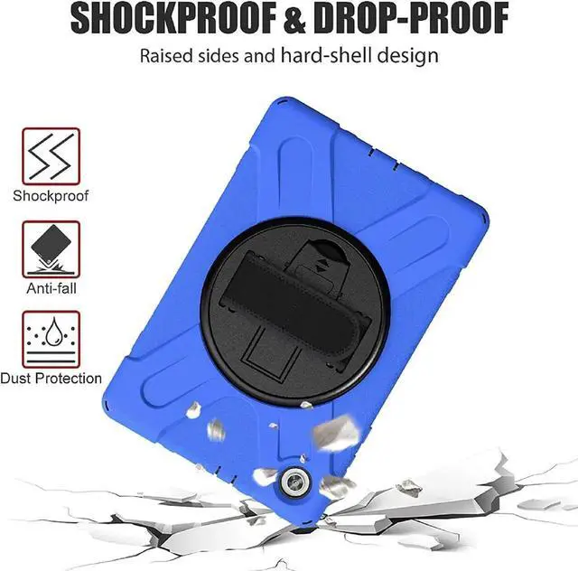 Alt view image 4 of 7 - Shoockproof Case for Lenovo Tab M10 HD (2nd Gen) 2020 10.1 Inch Rugged Case with Strap Kickstand Shoulder Belt for TB-X306F / TB-X306X Blue