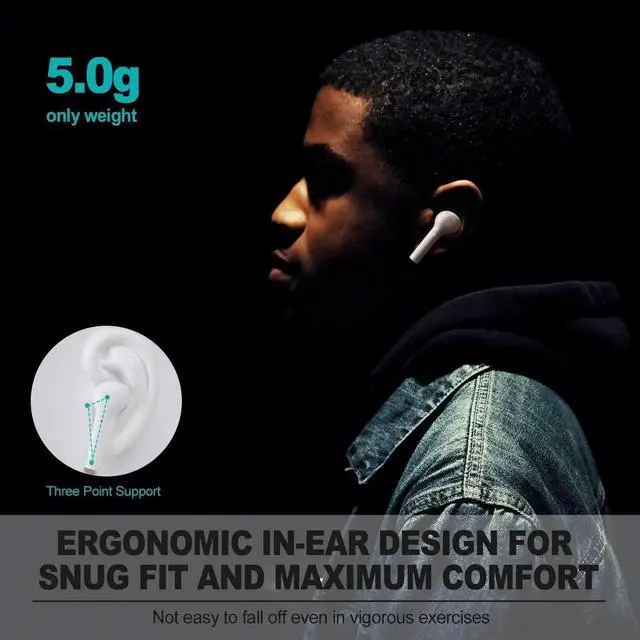 Alt view image 4 of 7 - Wireless Earbuds Bluetooth 5.0 IPX7 Waterproof Headphones with Digital Intelligence LED Display Charging Case HD Stereo Built-in Mic in-Ear Sports Earphones 80 Hrs Playtime for Running Gym Office