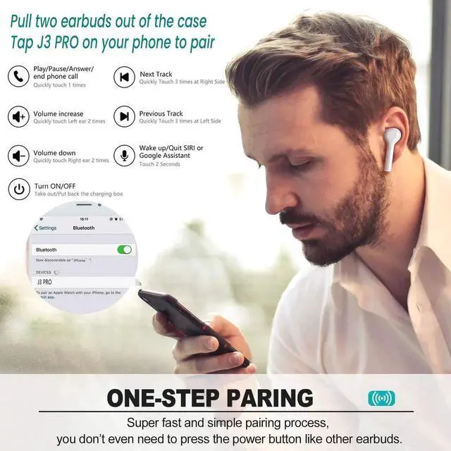 Alt view image 6 of 7 - Wireless Earbuds Bluetooth 5.0 IPX7 Waterproof Headphones with Digital Intelligence LED Display Charging Case HD Stereo Built-in Mic in-Ear Sports Earphones 80 Hrs Playtime for Running Gym Office