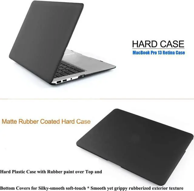 Alt view image 6 of 7 - Macbook Pro 13 inch Retina Case Rubberized Hard Case for MacBook Pro 13.3" with Retina Display A1502 A1425 Shell Cover with Keyboard Skin Black