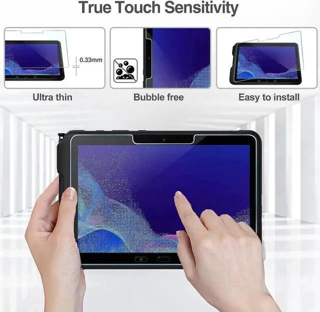 Alt view image 6 of 7 - 2 Pack Screen Protector for Samsung Galaxy Tab Active4 Pro 10.1 inch 2022 SM-T630/SM-T638 and Tab Active Pro 10.1 inch 2019 SM-T540/SM-T547, Anti-Scratch/HD/9H Hardness Tempered Glass Film