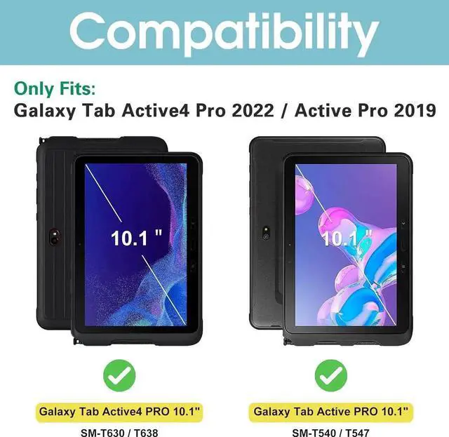 Alt view image 2 of 7 - 2 Pack Screen Protector for Samsung Galaxy Tab Active4 Pro 10.1 inch 2022 SM-T630/SM-T638 and Tab Active Pro 10.1 inch 2019 SM-T540/SM-T547, Anti-Scratch/HD/9H Hardness Tempered Glass Film