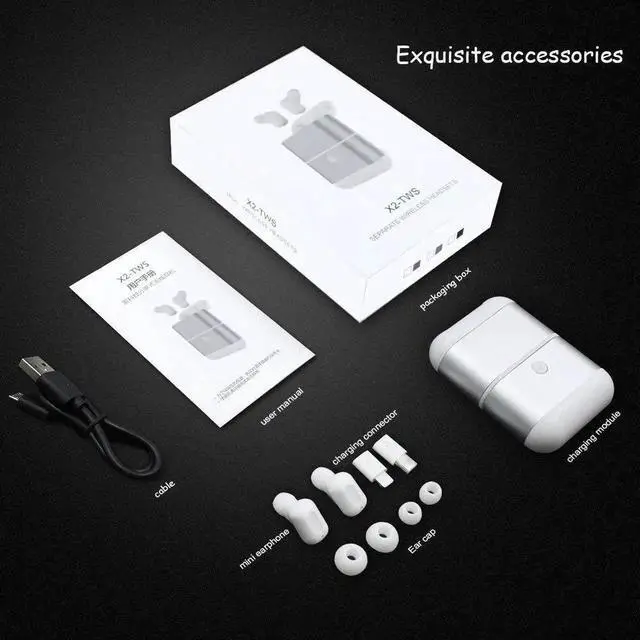 Alt view image 4 of 7 - New Exclusive X2-TWS Binaural Detachable Wireless Earphones Mini In-Ear V4.2 Bluetooth Earbuds Sports Waterproof Headphones for iPhone Android Phones with Large Battery Charging Box Power Bank