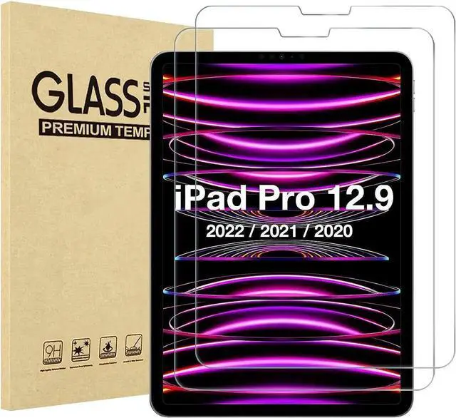 Main image of [2 Pack] Tempered Screen Protector For iPad Pro 12.9 Inch 6th 5th 4th Generation 2022 2021 2020 Tempered Glass Film Protector, Face ID & Apple Pencil & Case Compatible