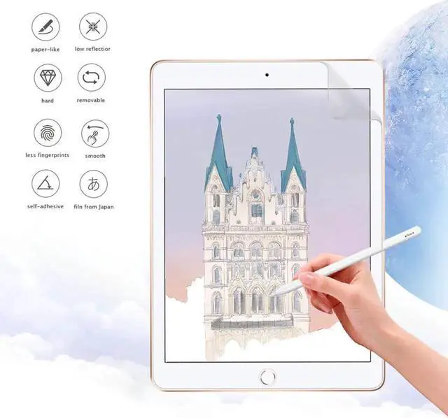Alt view image 2 of 6 - New iPad Air 10.5 inch 2019 PET Paperlike Screen Protector Anti-Glare Anti-Scratch Same Like Writing On Paper Apple Pencil Compatible Paperlike Film for Drawing Sketching on iPad Pro 10.5