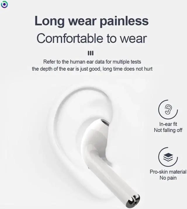 Alt view image 4 of 7 - Bluetooth Earbuds True TWS Wireless Headset Headphone Touch Control Binaural Earphones Hi-Fi Sound Mini Earphone with Charger Base for iPad Air iPod iPhone Android White