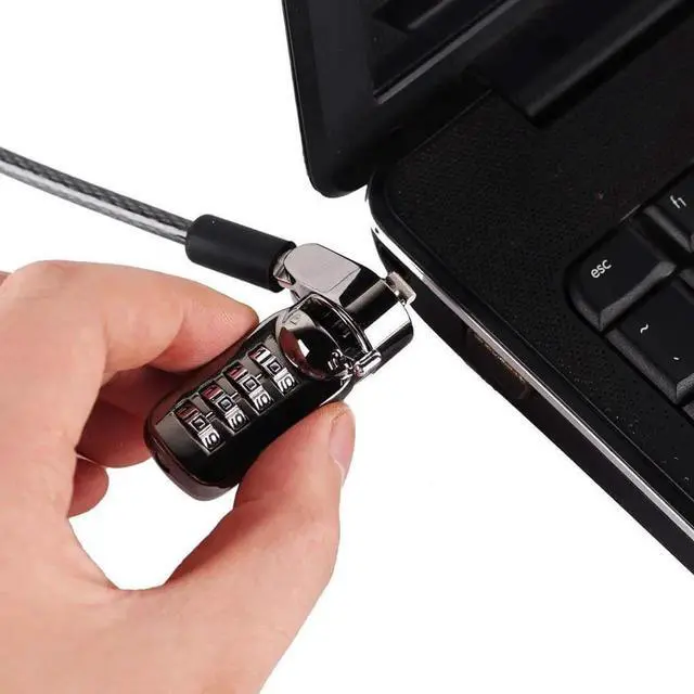 Alt view image 4 of 7 - Notebook Laptop Combination Lock Security Cable - 4 Digit Password Protections, Theft Deterrent - with Sturdy Thick Black Security Cable - for Desktops, Laptops and Projectors