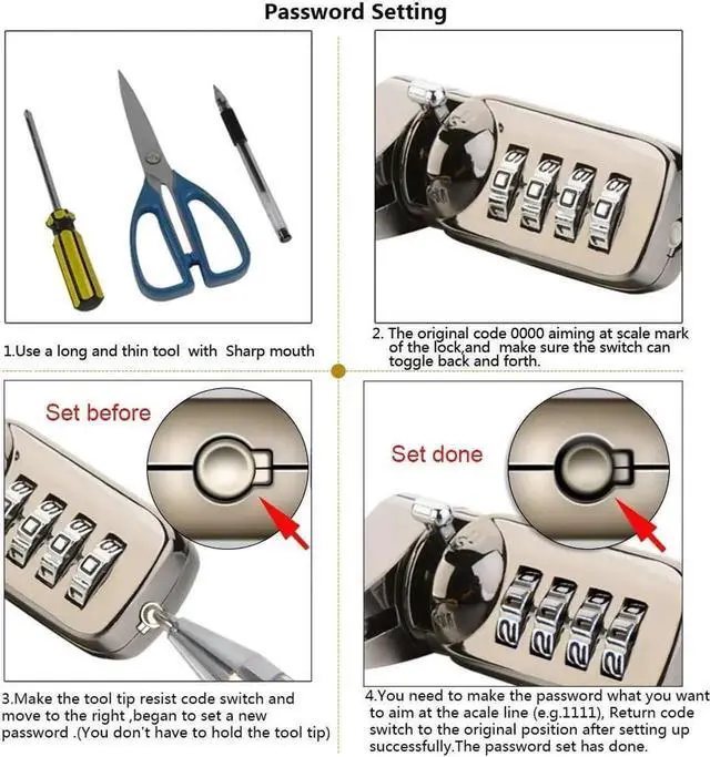 Alt view image 6 of 7 - Notebook Laptop Combination Lock Security Cable - 4 Digit Password Protections, Theft Deterrent - with Sturdy Thick Black Security Cable - for Desktops, Laptops and Projectors