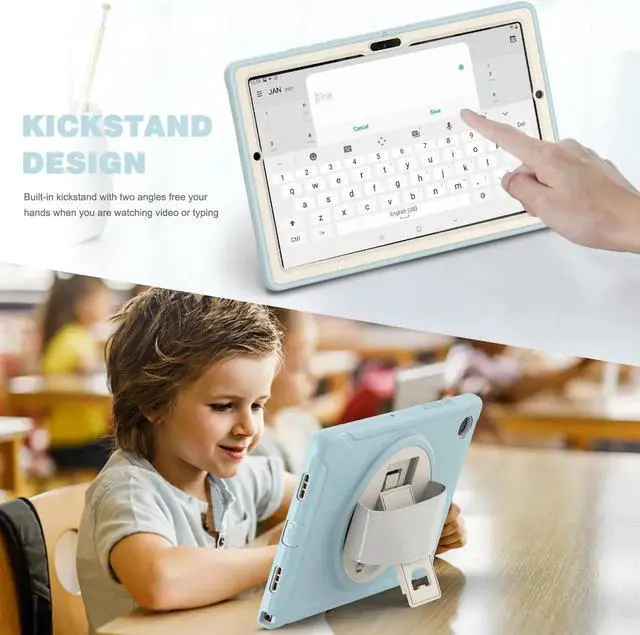 Alt view image 6 of 7 - Galaxy Tab A8 Case 10.5 Inch 2022 (SM-X200/X205/X207), Rugged Heavy Duty Shockproof Case with Hand Strap Rotating Kickstand Protective Cover Case for 10.5" Galaxy Tab A8 2022