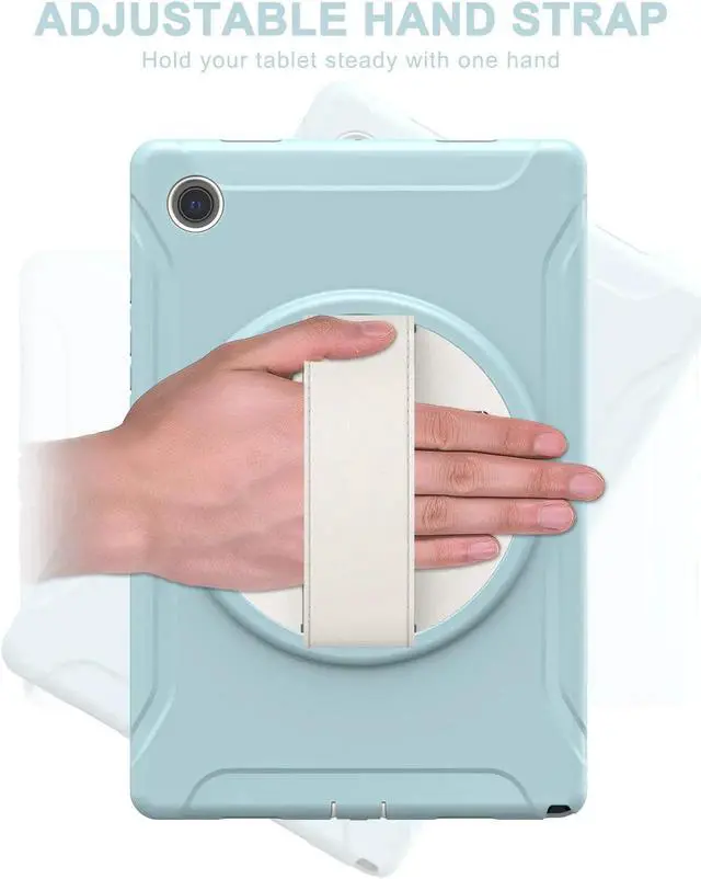 Alt view image 5 of 7 - Galaxy Tab A8 Case 10.5 Inch 2022 (SM-X200/X205/X207), Rugged Heavy Duty Shockproof Case with Hand Strap Rotating Kickstand Protective Cover Case for 10.5" Galaxy Tab A8 2022