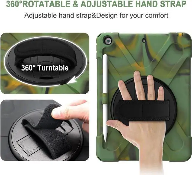 Alt view image 7 of 7 - New iPad 10.2 Case 2019 iPad 7th Generation Case Cover with Pencil Holder / Rotatable Stand / Hand Strap and Shoulder Belt Shockproof Case for iPad 10.2 inch 2019 Tablet A2197 A2198 A2200