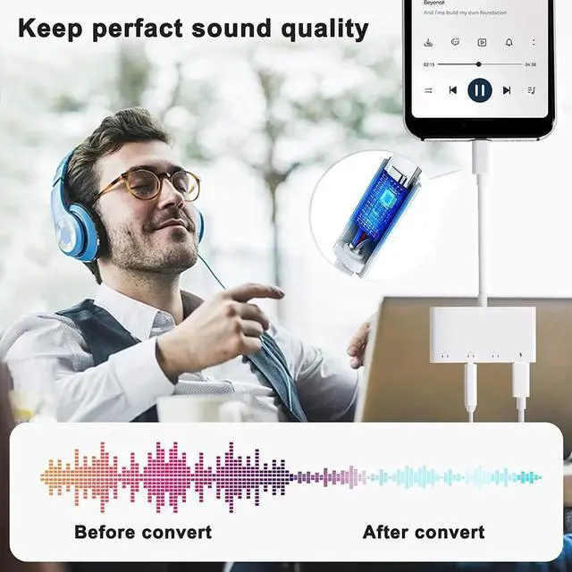 Alt view image 2 of 7 - USB Type C to 3.5mm Female Headphone Jack Adapter with Charging, iPad Headphone Adapter Dongle Cable Cord Compatible Samsung Galaxy S22 S21 S20/Ultra, Note 10, iPad Pro, MacBook, Pixel
