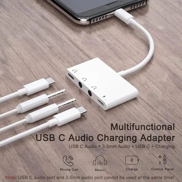 Alt view image 6 of 7 - USB Type C to 3.5mm Female Headphone Jack Adapter with Charging, iPad Headphone Adapter Dongle Cable Cord Compatible Samsung Galaxy S22 S21 S20/Ultra, Note 10, iPad Pro, MacBook, Pixel