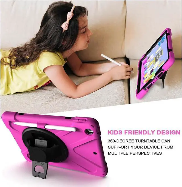 Alt view image 7 of 7 - New iPad 10.2 Case 2019 iPad 7th Generation Case Cover with Pencil Holder / Rotatable Stand / Hand Strap and Shoulder Belt Shockproof Case for iPad 10.2 inch 2019 Tablet A2197 A2198 A2200