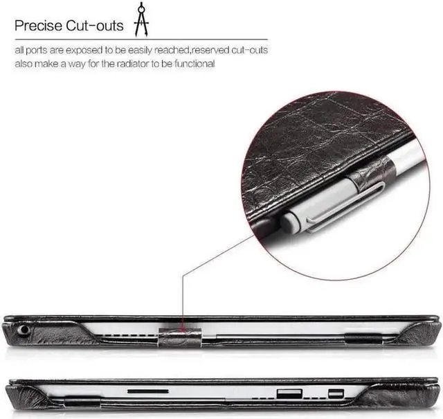 Alt view image 6 of 7 - Surface Pro 4 Case Vintage Series Genuine Leather Folio Cover with Pen Holder Stand for Microsoft Surface Pro 4 2015 / Surface Pro 2017 Original Keyboard