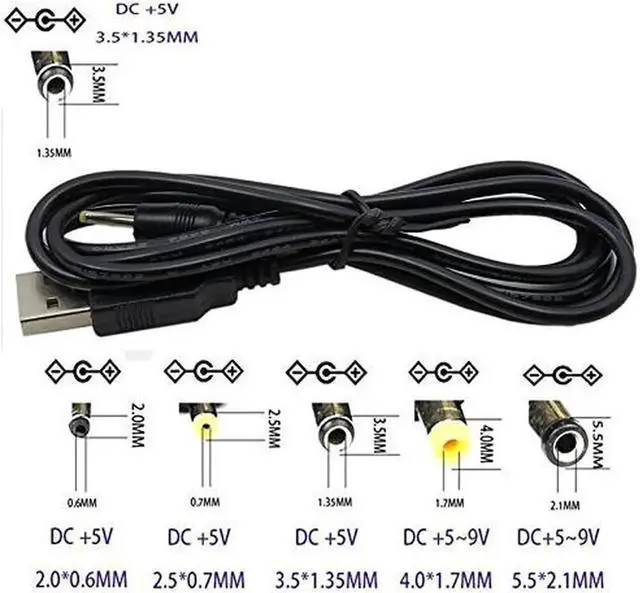Alt view image 3 of 5 - 3 Packs 3FT USB 2.0 A Type Male to DC 3.5x1.35mm 5V DC Barrel Jack Power Cable Cord Black Usb to 5V Power Cable Usb to Dc Power Cable