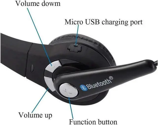 Alt view image 5 of 6 - Over the Head Bluetooth Headphone for PS3 Cell Phone Headset Office Wireless Headset With Mic Handsfree Calling for PS3 Skype Truck Driver iPhone Android Smartphoens