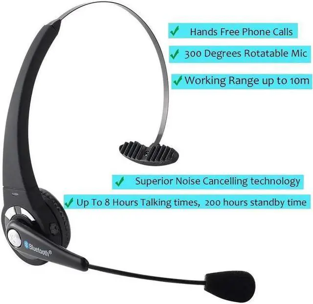 Alt view image 6 of 6 - Over the Head Bluetooth Headphone for PS3 Cell Phone Headset Office Wireless Headset With Mic Handsfree Calling for PS3 Skype Truck Driver iPhone Android Smartphoens