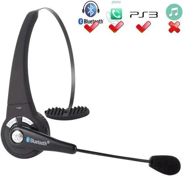 Main image of Over the Head Bluetooth Headphone for PS3 Cell Phone Headset Office Wireless Headset With Mic Handsfree Calling for PS3 Skype Truck Driver iPhone Android Smartphoens
