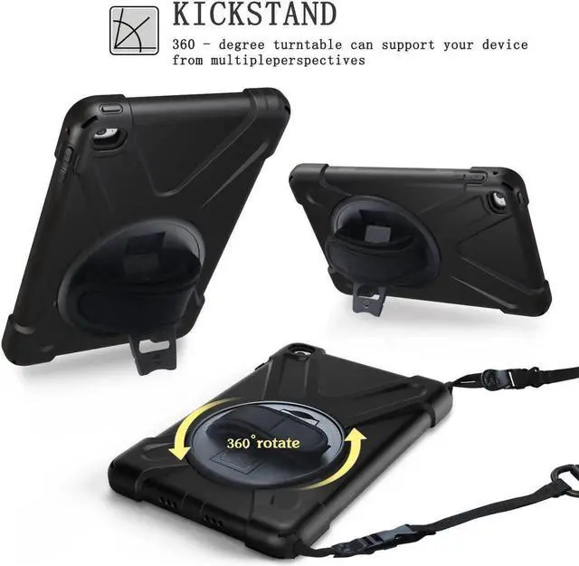 Alt view image 4 of 5 - for iPad Mini 4 Case Three Layer Drop Protection Shockpoof Rugged Heavy Duty iPad Mini 4 Protective Case With a 360 Degree Swivel Stand Hand Strap and a Shoulder Strap for iPad Mini 4 Case Blue