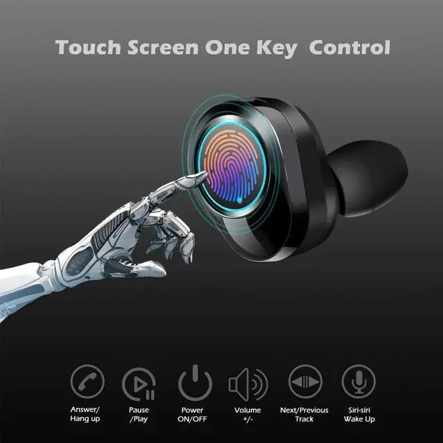 Alt view image 2 of 7 - Earbuds Bluetooth wireless True Wireless Bluetooth 5.0 Earphones with Intelligent LED Display Touch Screen One Key Control Auto Pairing Headphones IPX68 Waterproof 3500mA 110H Play Time Case