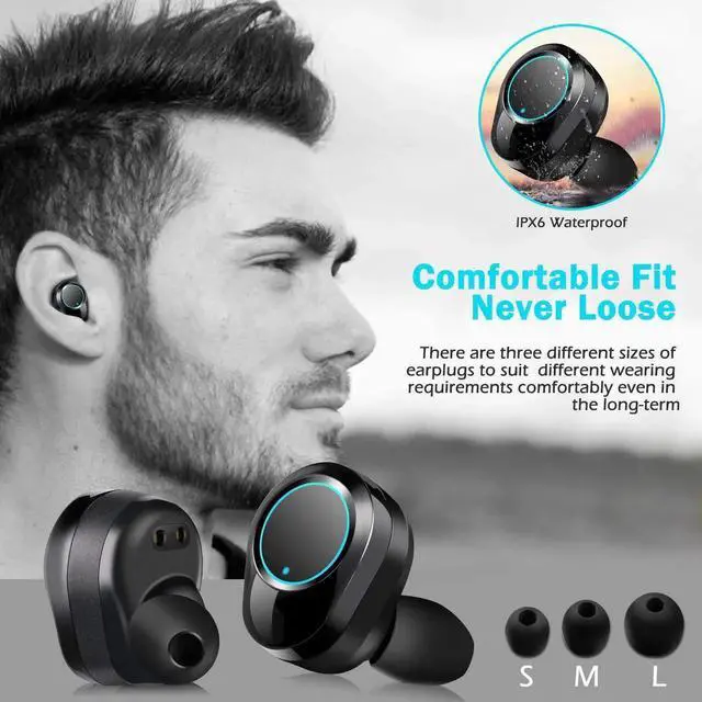 Alt view image 3 of 7 - Earbuds Bluetooth wireless True Wireless Bluetooth 5.0 Earphones with Intelligent LED Display Touch Screen One Key Control Auto Pairing Headphones IPX68 Waterproof 3500mA 110H Play Time Case