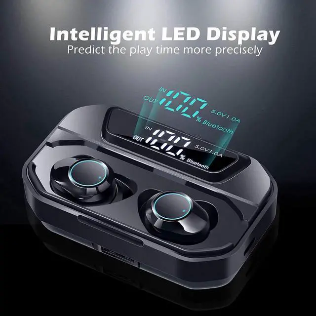 Alt view image 7 of 7 - Earbuds Bluetooth wireless True Wireless Bluetooth 5.0 Earphones with Intelligent LED Display Touch Screen One Key Control Auto Pairing Headphones IPX68 Waterproof 3500mA 110H Play Time Case