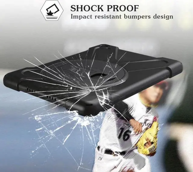 Alt view image 4 of 7 - iPad Mini Case iPad Mini 1 2 3 Case Cover with 360 Degree Rotating Kickstand Hand Grip Strap Shoulder Strap ShockProof Rugged Hybrid Protective Case For Apple iPad Mini 1 2 3 Shell Black