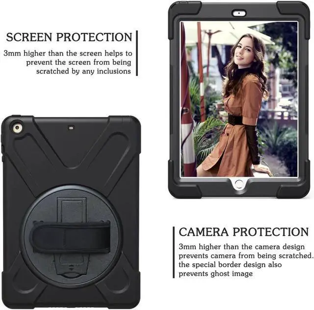 Alt view image 2 of 7 - iPad Mini Case iPad Mini 1 2 3 Case Cover with 360 Degree Rotating Kickstand Hand Grip Strap Shoulder Strap ShockProof Rugged Hybrid Protective Case For Apple iPad Mini 1 2 3 Shell Black