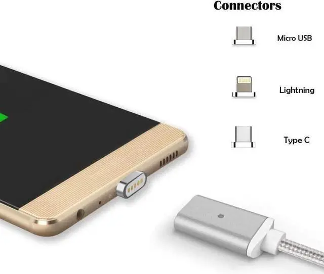 Alt view image 4 of 6 - 3 in 1 Magnetic Charging Cord Charger Cable with Micro USB / Type C / Lightening Connector Compatible with Android iPhone Devices Charging Data Sync Transfer