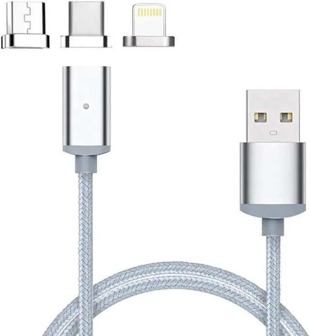 Main image of 3 in 1 Magnetic Charging Cord Charger Cable with Micro USB / Type C / Lightening Connector Compatible with Android iPhone Devices Charging Data Sync Transfer