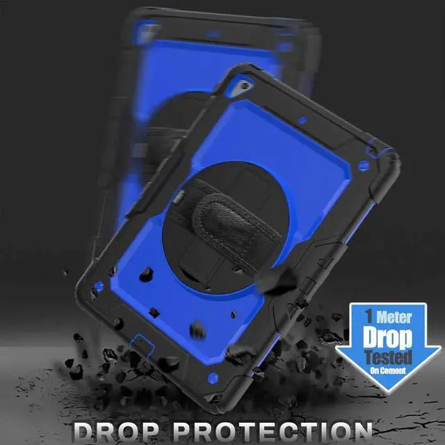 Alt view image 3 of 7 - iPad 6th 5th Generation Case New iPad 9.7 Inch 2018 2017 Case Full-body Shock Proof Hybrid Armor Protective Case Cover with 360 Rotating Stand & Strap for Apple iPad 5th / 6th iPad Air 2 iPad Pro 9.7