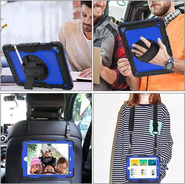 Alt view image 4 of 7 - iPad 6th 5th Generation Case New iPad 9.7 Inch 2018 2017 Case Full-body Shock Proof Hybrid Armor Protective Case Cover with 360 Rotating Stand & Strap for Apple iPad 5th / 6th iPad Air 2 iPad Pro 9.7