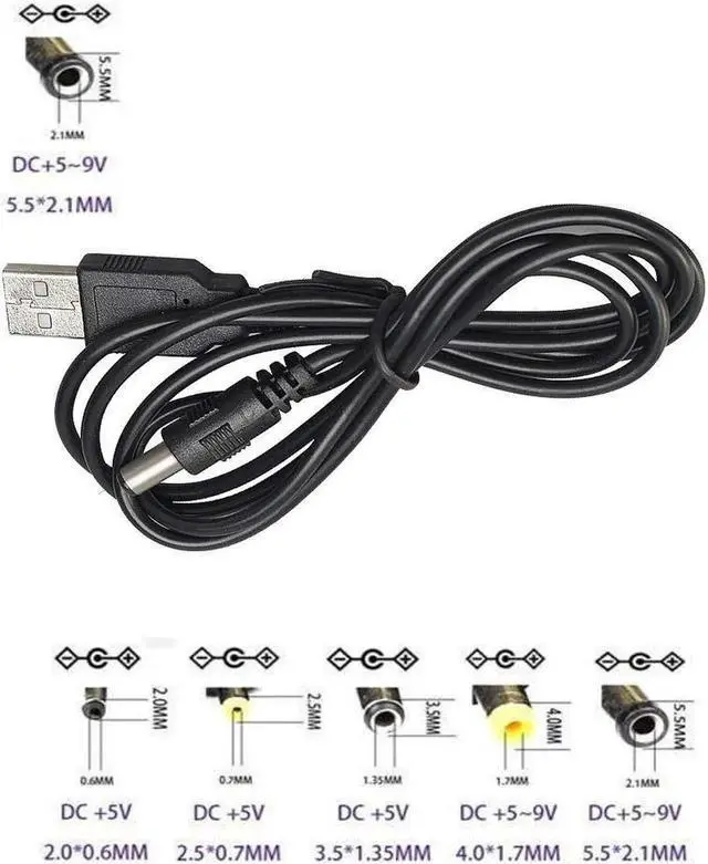 Alt view image 2 of 6 - 3-Pack 3ft USB 2.0 A Type Male to DC 5.5x2.1mm DC 5V Power Plug Connector Cable usb to 5v power cable usb to dc power cable