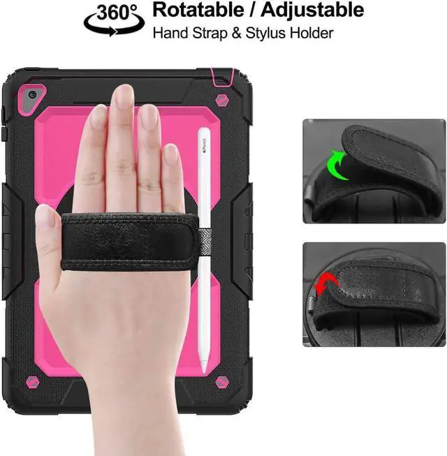 Alt view image 4 of 7 - iPad 6th 5th Generation Case New iPad 9.7 Inch 2018 2017 Case Full-body Shock Proof Hybrid Armor Protective Case Cover with 360 Rotating Stand & Strap for Apple iPad 5th / 6th iPad Air 2 iPad Pro 9.7