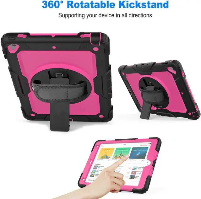 Alt view image 2 of 7 - iPad 6th 5th Generation Case New iPad 9.7 Inch 2018 2017 Case Full-body Shock Proof Hybrid Armor Protective Case Cover with 360 Rotating Stand & Strap for Apple iPad 5th / 6th iPad Air 2 iPad Pro 9.7