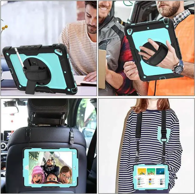 Alt view image 2 of 7 - iPad 6th 5th Generation Case New iPad 9.7 Inch 2018 2017 Case Full-body Shock Proof Hybrid Armor Protective Case Cover with 360 Rotating Stand & Strap for Apple iPad 5th / 6th iPad Air 2 iPad Pro 9.7