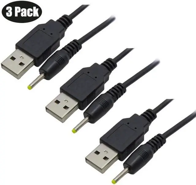 Main image of 3 Packs 3FT USB 2.0 A Type Male to DC 2.5 x 0.7mm 5V DC Barrel Jack Power Cable Cord Black Usb to 5V Power Cable Usb to Dc Power Cable