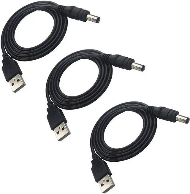 Main image of 3 PCS 1m Extension Cable USB to DC Cable - 5V USB 2.0 Port Male to DC 5V Male 5.5mm x 2.1mm Power Cord (3.3ft)