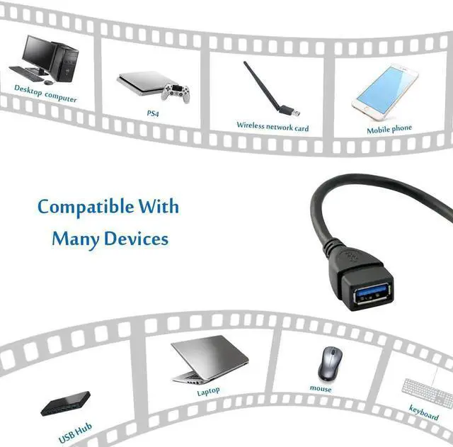 Alt view image 3 of 7 - 2 Packs SuperSpeed USB 3.0 Extension Cable SuperSpeed USB 3.0 Male to Female Extension Data Cable Left and Right Angle - 20CM / 8INCH