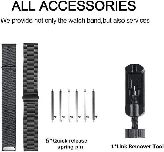 Alt view image 7 of 7 - Compatible Samsung Galaxy Watch Active (40mm) Bands Stainless Steel Band + Milanese Loop Replacement Band for Samsung Galaxy Watch Active SM-R500 Smart Watch