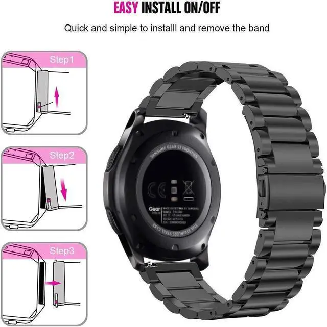 Alt view image 3 of 6 - Samsung Gear S3 Classic Band Gear S3 Frontier Band Premium Solid Stainless Steel Watch Band Link Bracelet Strap for Samsung Gear S3 Classic Gear S3 Frontier sports Smart Watch