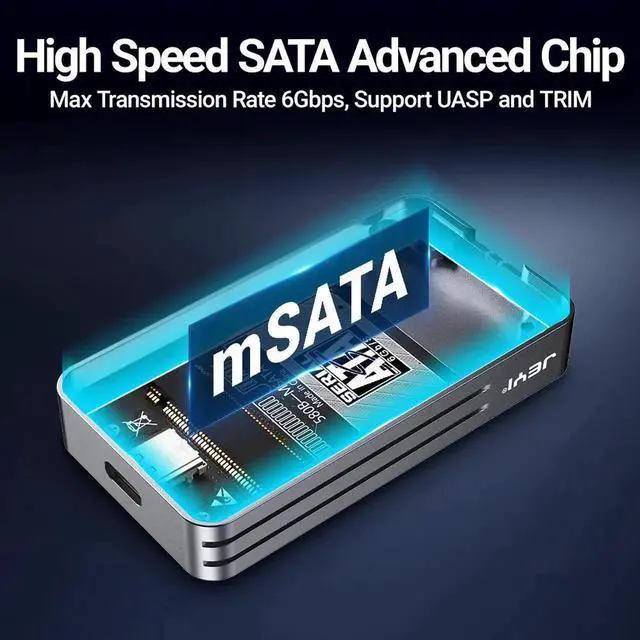 Alt view image 6 of 7 - mSATA to USB 3.1 Gen2 10Gbps SSD Enclosure Adapter Case with Type C Port for mSATA Internal Solid State Drive Hard Drive