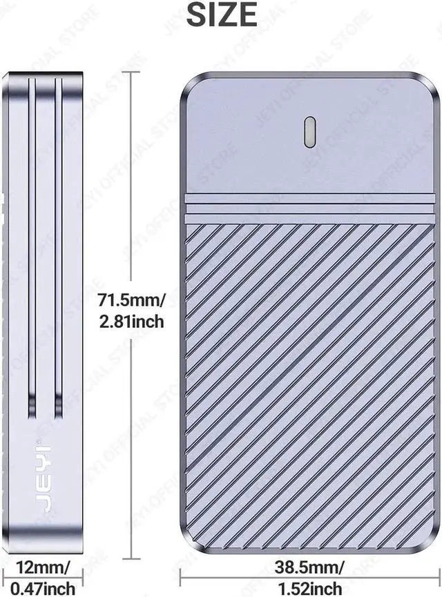 Alt view image 7 of 7 - mSATA to USB 3.1 Gen2 10Gbps SSD Enclosure Adapter Case with Type C Port for mSATA Internal Solid State Drive Hard Drive