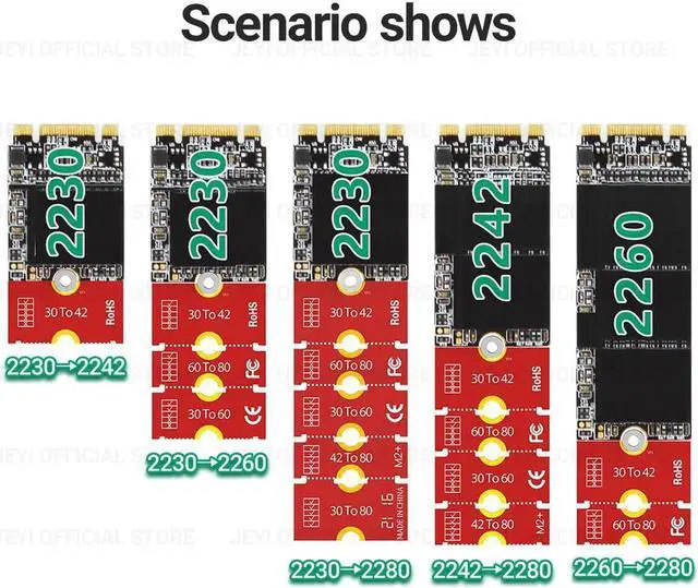 Alt view image 7 of 7 - M.2 NGFF NVME SSD Extension Bracket Transfer 2230 2242 2260 2280 Length Extend Adapter Bracket Card Plate Change Long Size