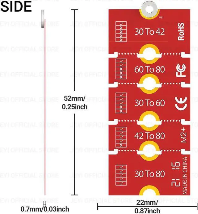 Alt view image 3 of 7 - M.2 NGFF NVME SSD Extension Bracket Transfer 2230 2242 2260 2280 Length Extend Adapter Bracket Card Plate Change Long Size