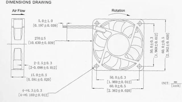 Alt view image 2 of 5 - DC 5V 12V 24V USB Fan 6cm 60mm 6015 60x60x15mm Ultrathin Brushless Axial Cooling Fan 6015 Fan 2510 3Pin XH2.54 2Pin USB Fan Grill Net