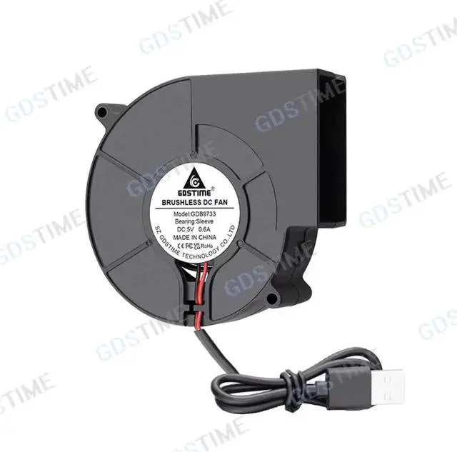 Alt view image 4 of 5 - 9733 DC Blower Fan 12V 24V 97x33mm Brushless Blower Fan Turbo Fan 97MM Dual Ball USB Cooling Blower Fan