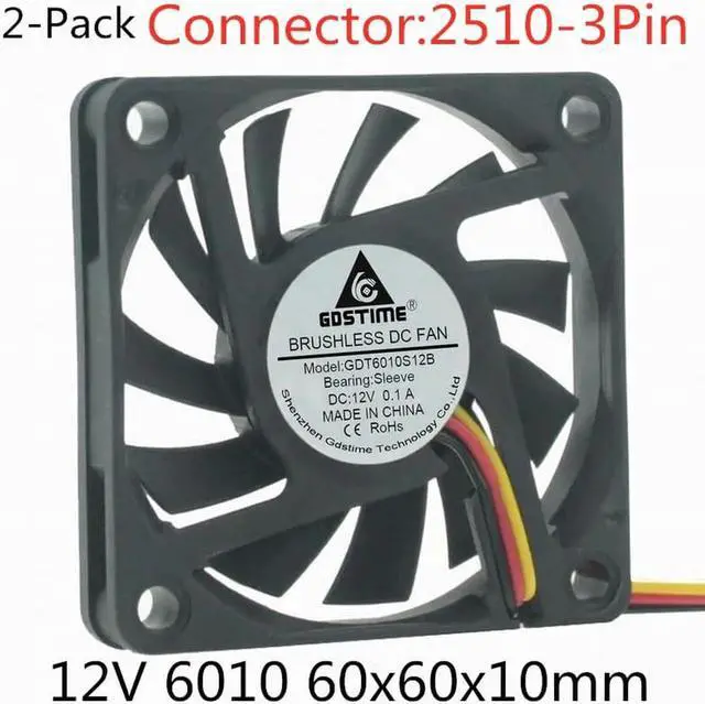 Main image of 2PCS DC 5V 12V USB Fan 6cm 60mm 6010 60x60x10mm Ultrathin Brushless Axial Cooling Fan 6010 Fan 2510 3Pin USB Fan Grill Net